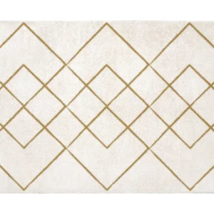 Tapete shaggy berbere 200x290 cm branco e dourado - PRYSMI