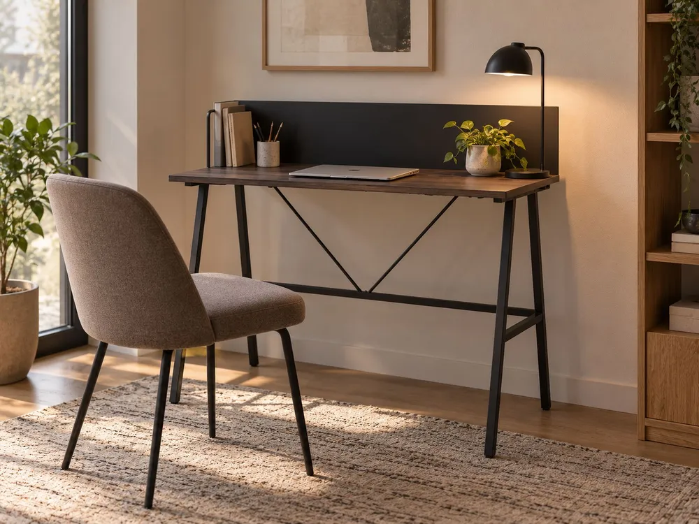 Home Office Desk Dark Wood HASTINGS