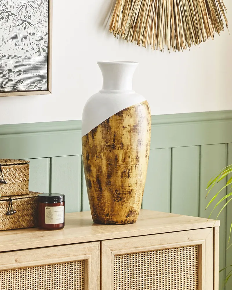 Jarro decorativo BONA elaborado à mão Cerâmica Branco