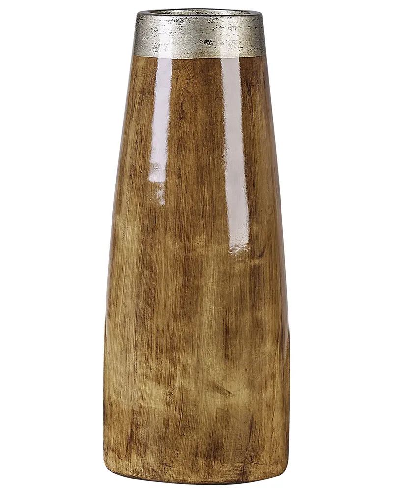 Jarro decorativo CYRENE feito à mão Cerâmica Castanho apagado