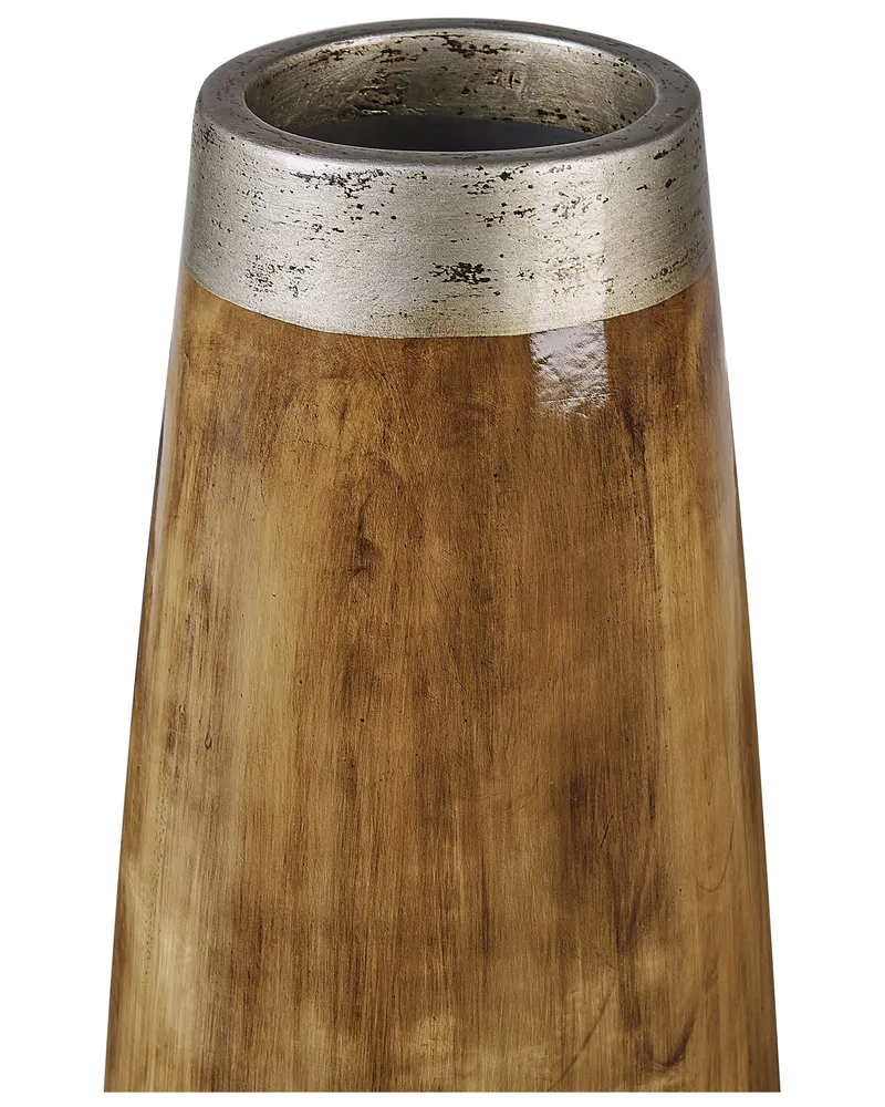 Jarro decorativo CYRENE feito à mão Cerâmica Castanho apagado