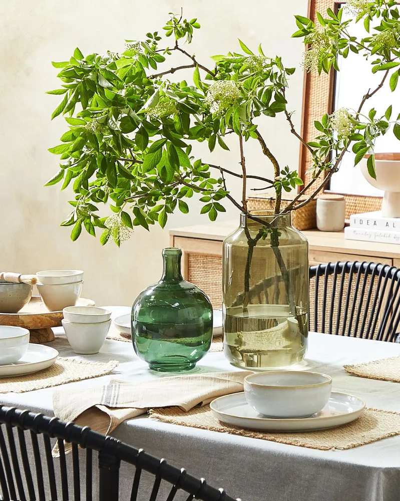 Jarro decorativo DHOKLA elaborado à mão Vidro Verde-oliva