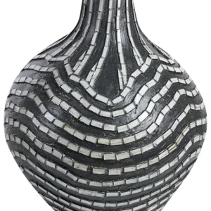 Jarro decorativo KUALU elaborado à mão Cerâmica Preto