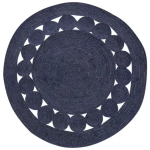 Round Jute Area Rug ø 120 cm Dark Azul KOYUNLU