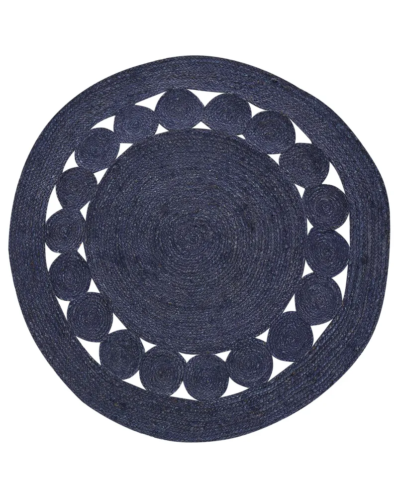 Round Jute Area Rug ø 120 cm Dark Azul KOYUNLU