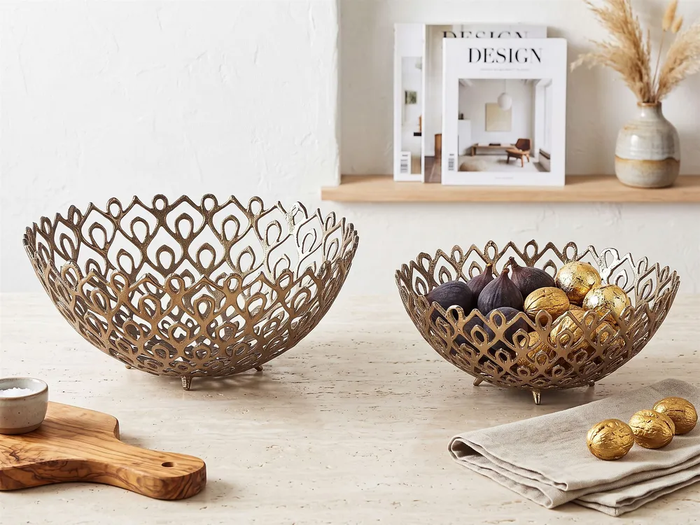 Set 2 Decorative Bowls Dourado GROGOL