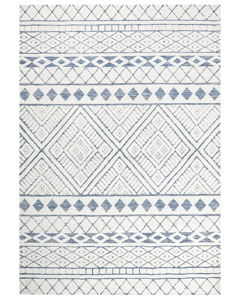 Tapete em tecido azul e branco 160 x 230 cm MARGAND