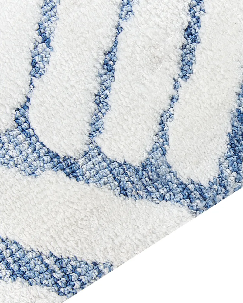 Tapete em tecido azul e branco 160 x 230 cm MARGAND
