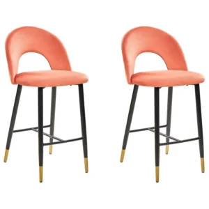 Bar Chair Set 2 Veludo Coral FALTON