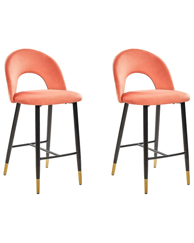 Bar Chair Set 2 Veludo Coral FALTON
