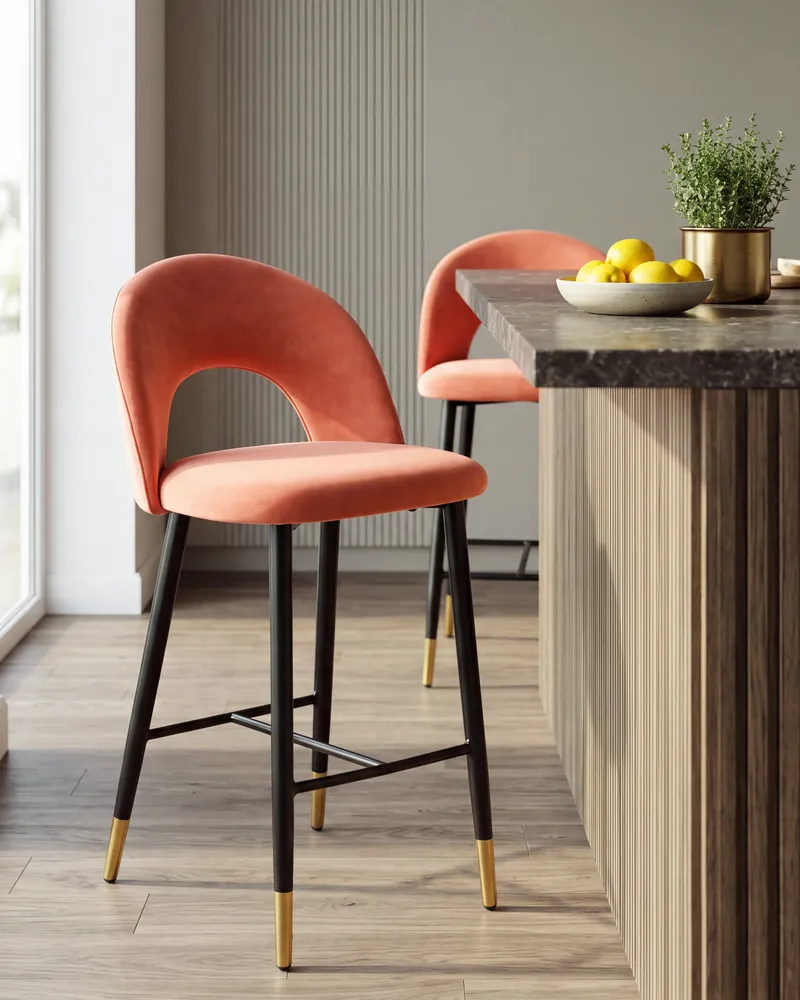 Bar Chair Set 2 Veludo Coral FALTON