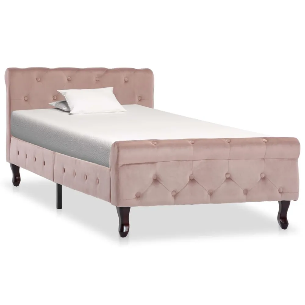 Algodão Egípcio 100% Estrutura de cama 90x200 cm veludo cor-de-rosa