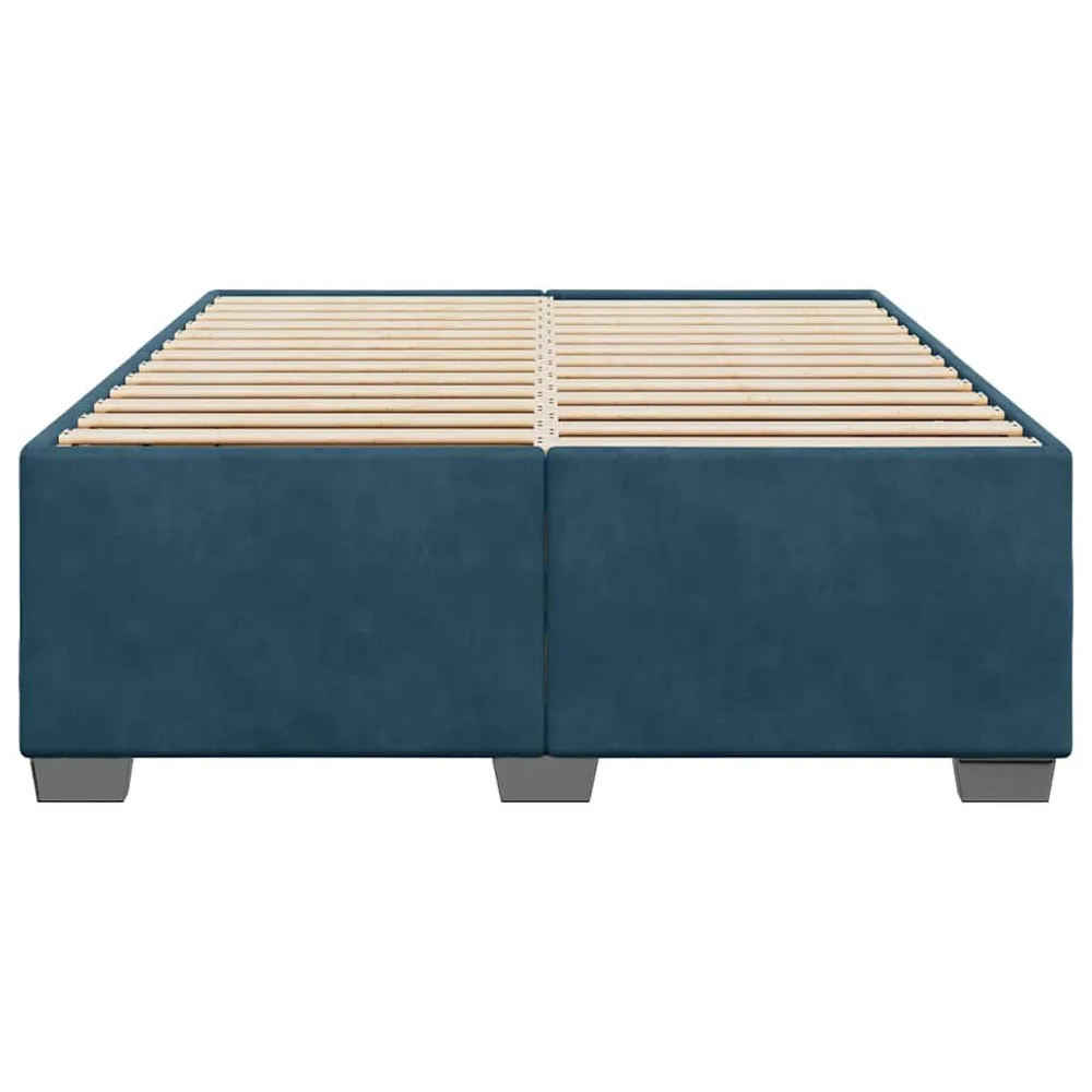Estrutura de cama 160x200 cm veludo azul com Compartimentos