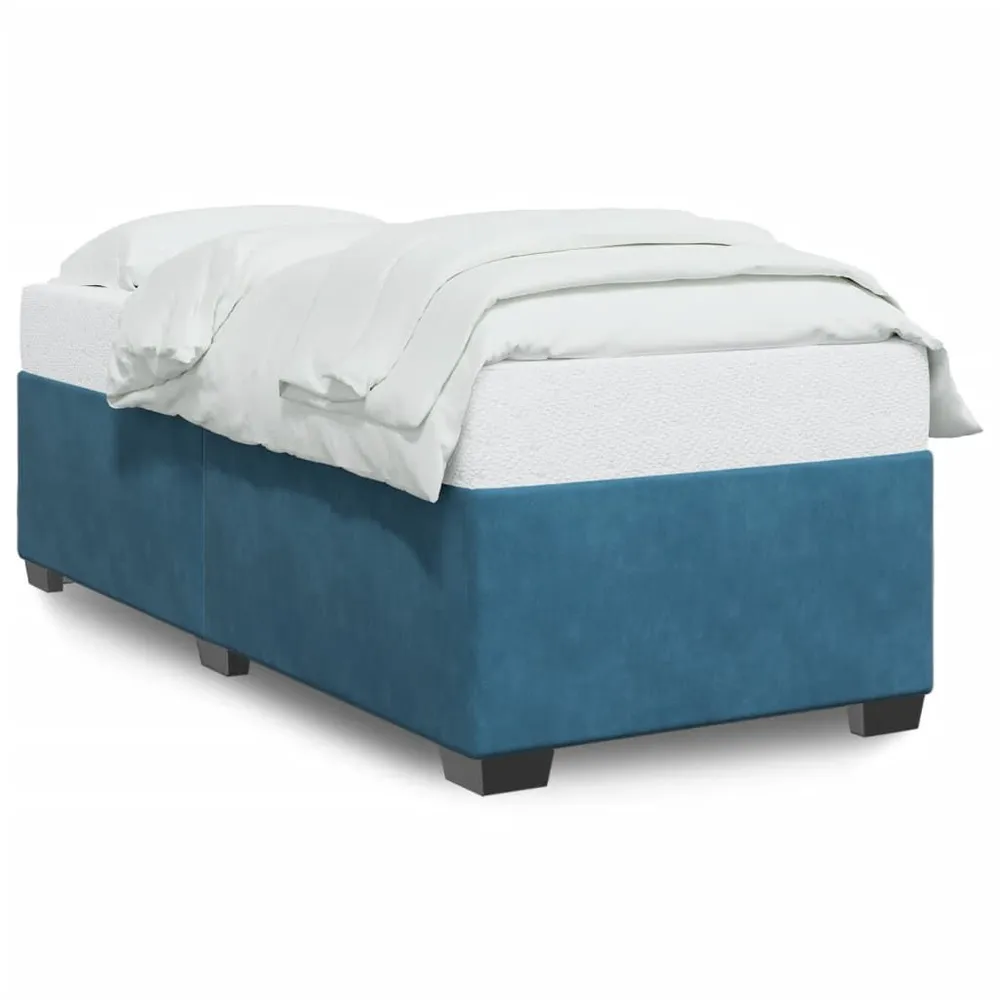 Estrutura de cama 90x190 cm veludo azul com Zíper