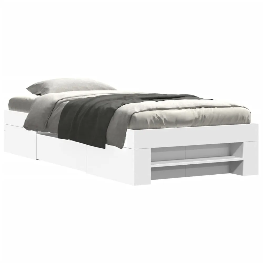 Estrutura de cama 90x200 cm derivados de madeira branco - 100% Algodão