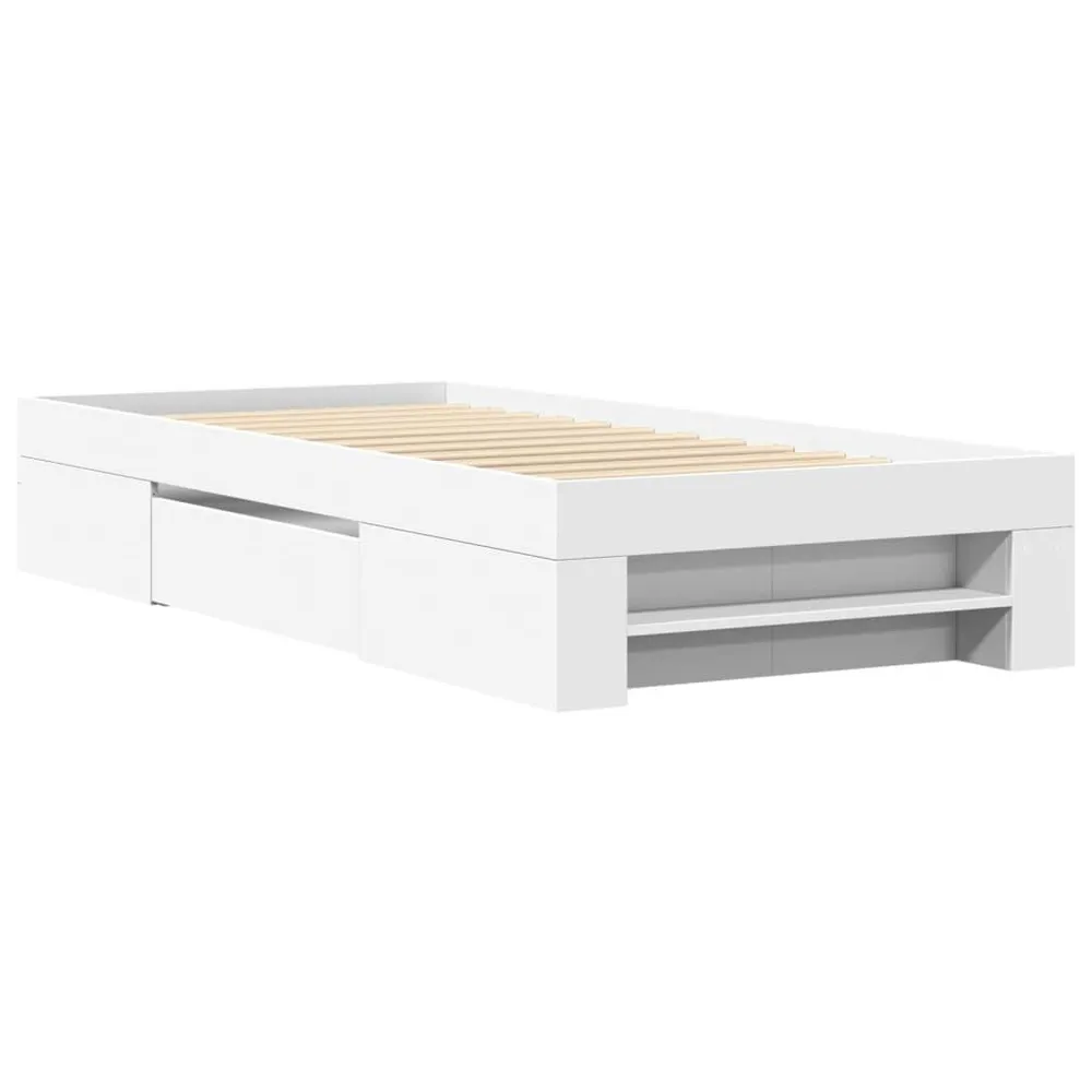 Estrutura de cama 90x200 cm derivados de madeira branco - 100% Algodão