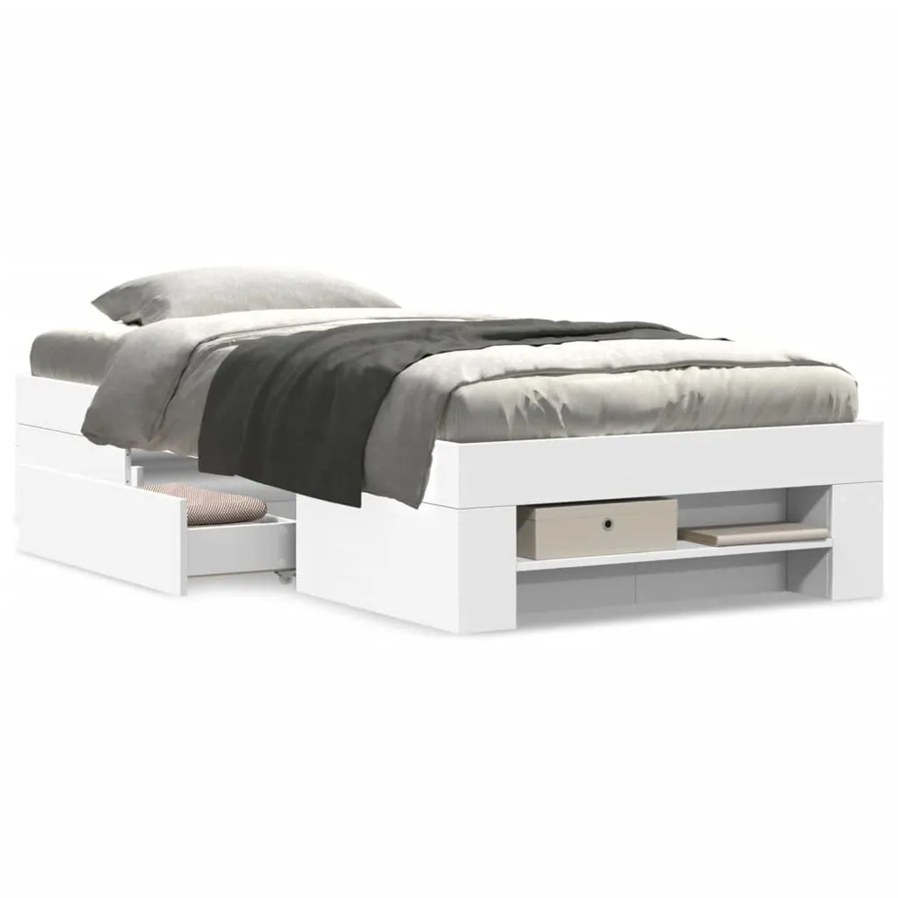 Estrutura de cama 90x200 cm derivados de madeira branco - 100% Algodão