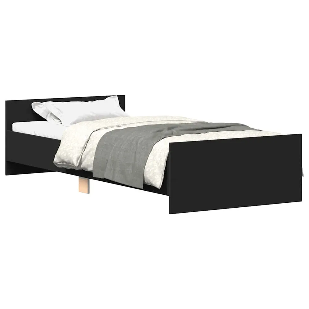 Estrutura de cama 90x200 cm derivados de madeira preto para Armazenamento