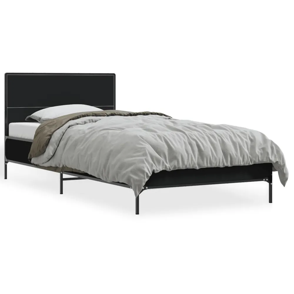 Protetor para Travesseiro Estrutura de cama 90x200 cm derivados de madeira/metal preto