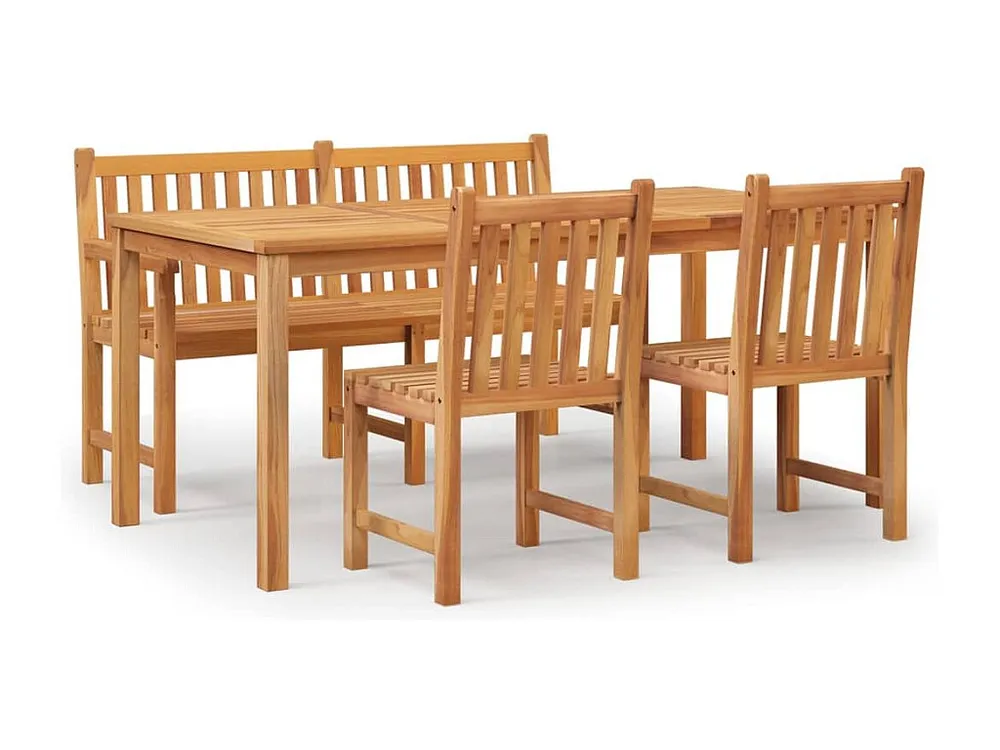 4 peças conjunto de jantar para jardim madeira de teca maciç