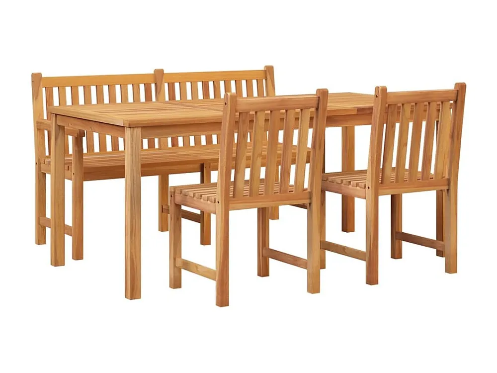 4 peças conjunto de jantar para jardim madeira de teca maciç
