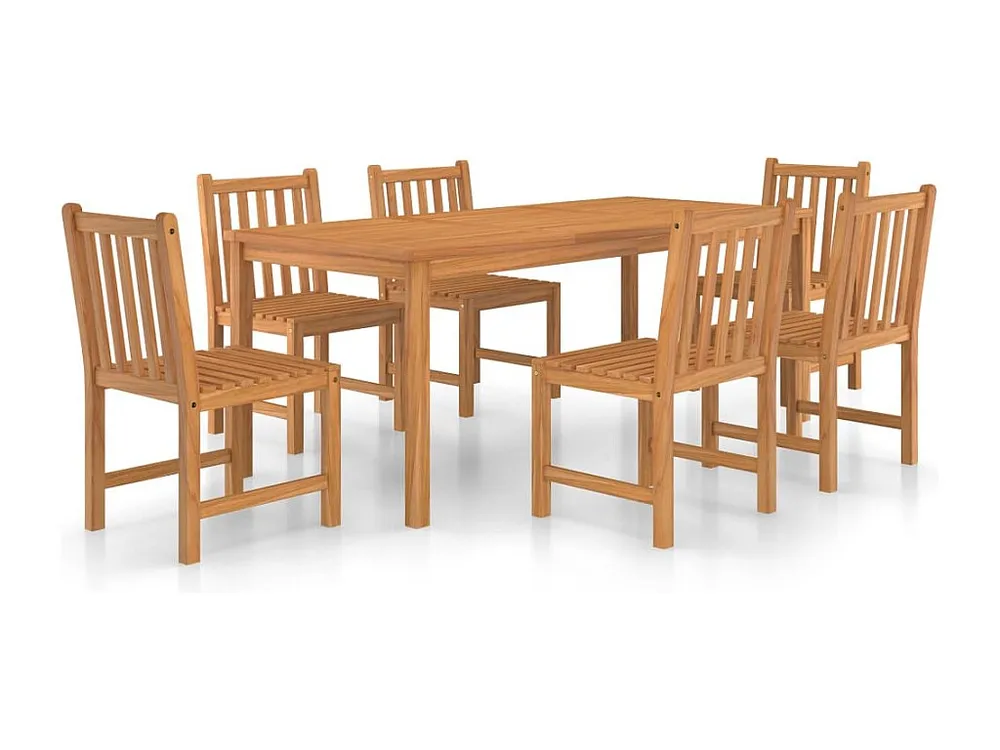 7 peças conjunto de jantar para jardim madeira de teca maciç