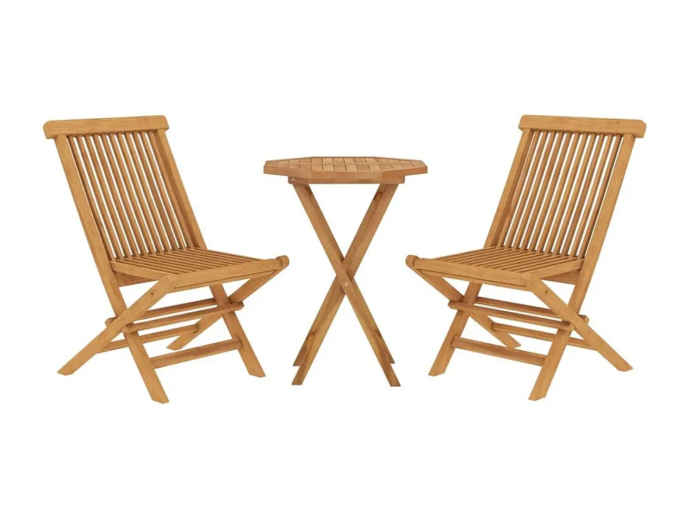 3 peças conjunto de jantar para jardim madeira de teca maciç