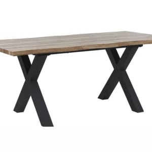 Mesa de jantar castanha extensível e de pés pretos 140/180 x 90 cm BRONSON