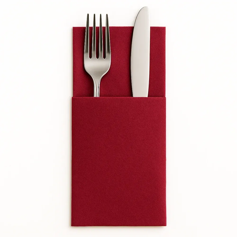 Guardanapos de Mesa Dobrados com Bolsa Kangu Bordeaux (960F)