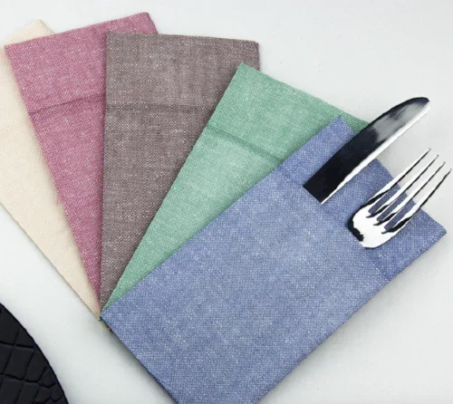 Guardanapos de Mesa Dobrados com Bolsa Kangu Bordeaux (960F)