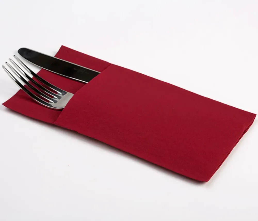 Guardanapos de Mesa Dobrados com Bolsa Kangu Bordeaux (960F)