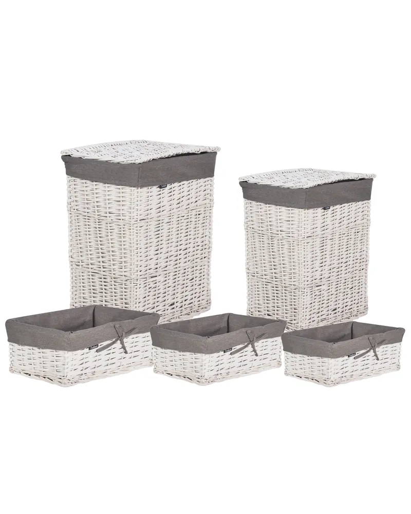 Set 5 Willow Baskets Grey ELLA
