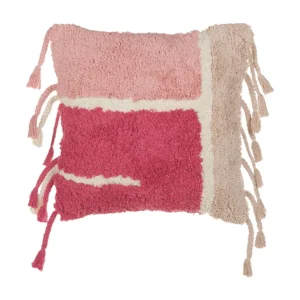 Almofada decorativa com franjas em algodão rosa 45 x 45 cm BISTORTA BELIANI