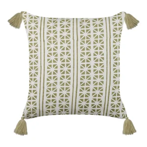 Almofada decorativa com padrão geométrico em algodão verde e branco 45 x 45 cm SYRINGA BELIANI