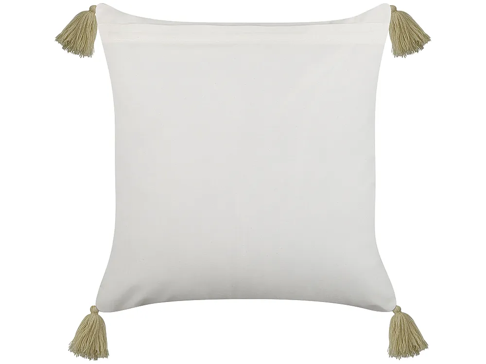 Almofada decorativa com padrão geométrico em algodão verde e branco 45 x 45 cm SYRINGA BELIANI