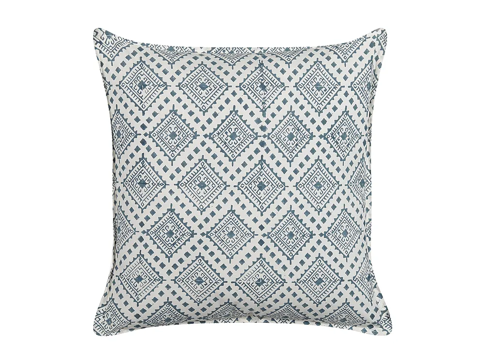 Almofada decorativa com padrão oriental em algodão azul e branco 45 x 45 cm CORDATA BELIANI