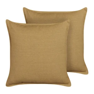 Conjunto de 2 almofadas decorativas amarelo mostarda 45 x 45 cm SUBULATA BELIANI