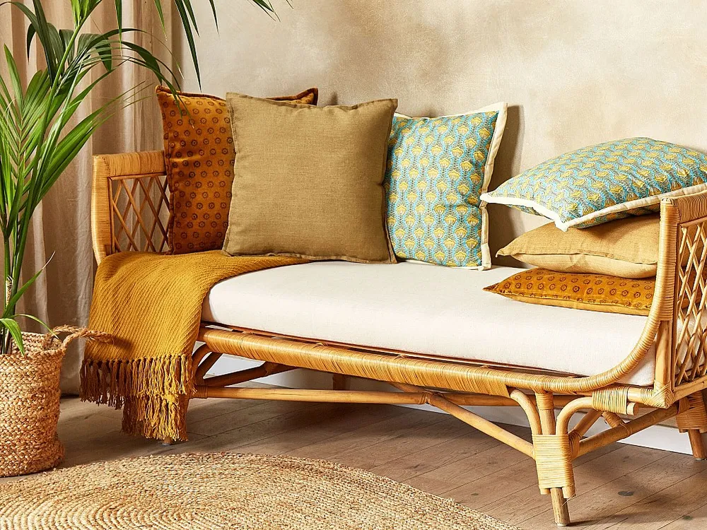 Conjunto de 2 almofadas decorativas amarelo mostarda 45 x 45 cm SUBULATA BELIANI