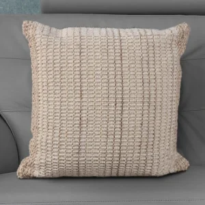 Conjunto de 2 almofadas 100% lã feitas à mão, 60 x 60 cm, cor marfim e cinza - DIOULA OZAIA