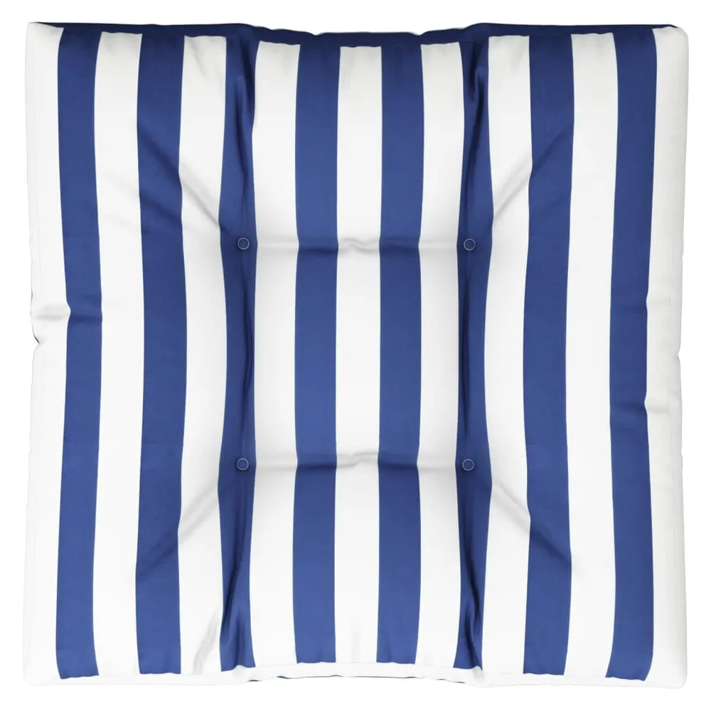 Almofadão para sofá de paletes 70x70x12 cm tecido azul/branco com Enchimento Incluído