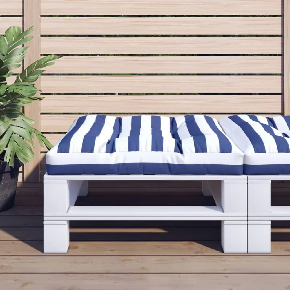 Almofadão para sofá de paletes 70x70x12 cm tecido azul/branco com Enchimento Incluído