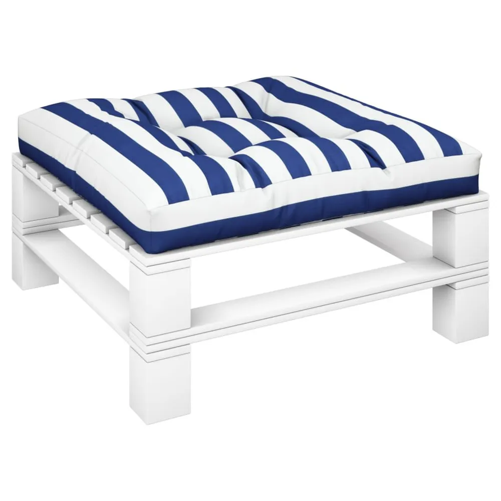 Almofadão para sofá de paletes 70x70x12 cm tecido azul/branco com Enchimento Incluído