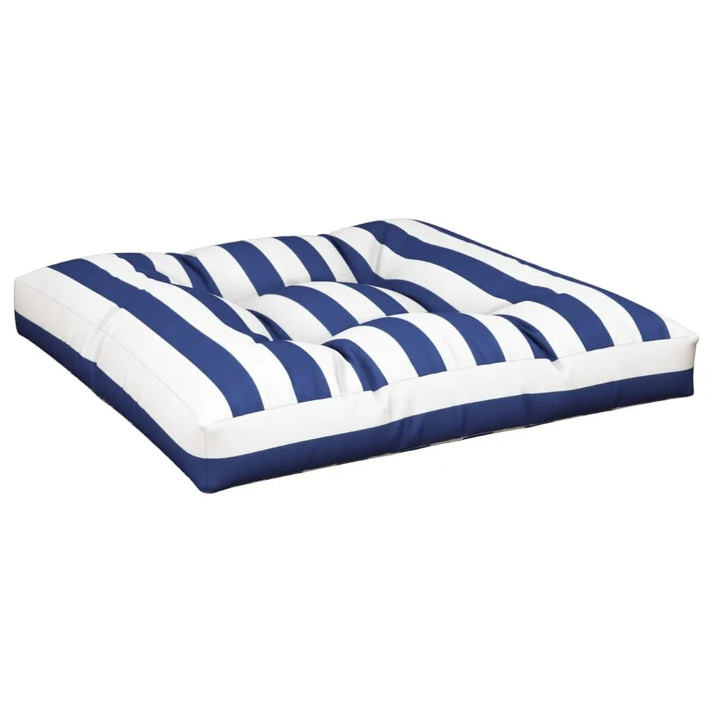 Almofadão para sofá de paletes 70x70x12 cm tecido azul/branco com Enchimento Incluído