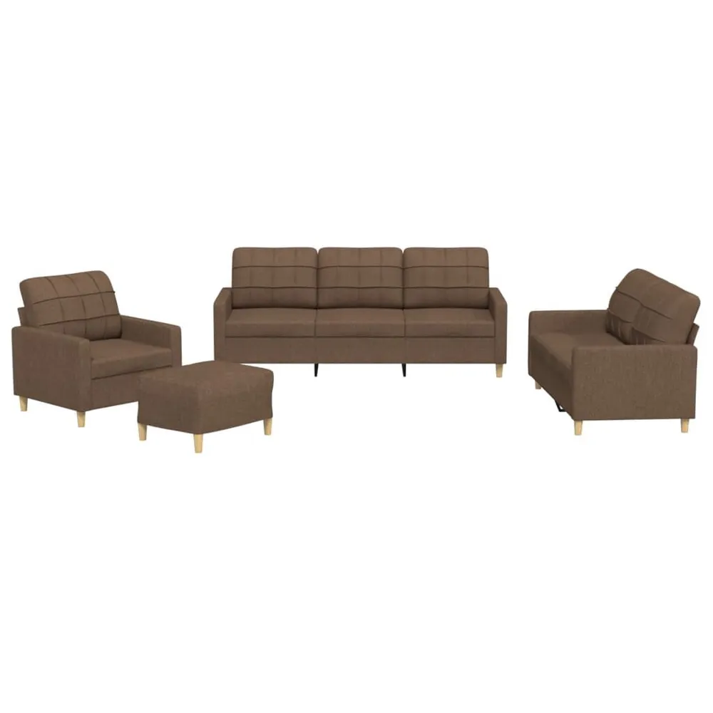 Capas Laváveis 4 pcs conjunto de sofás com almofadões tecido castanho