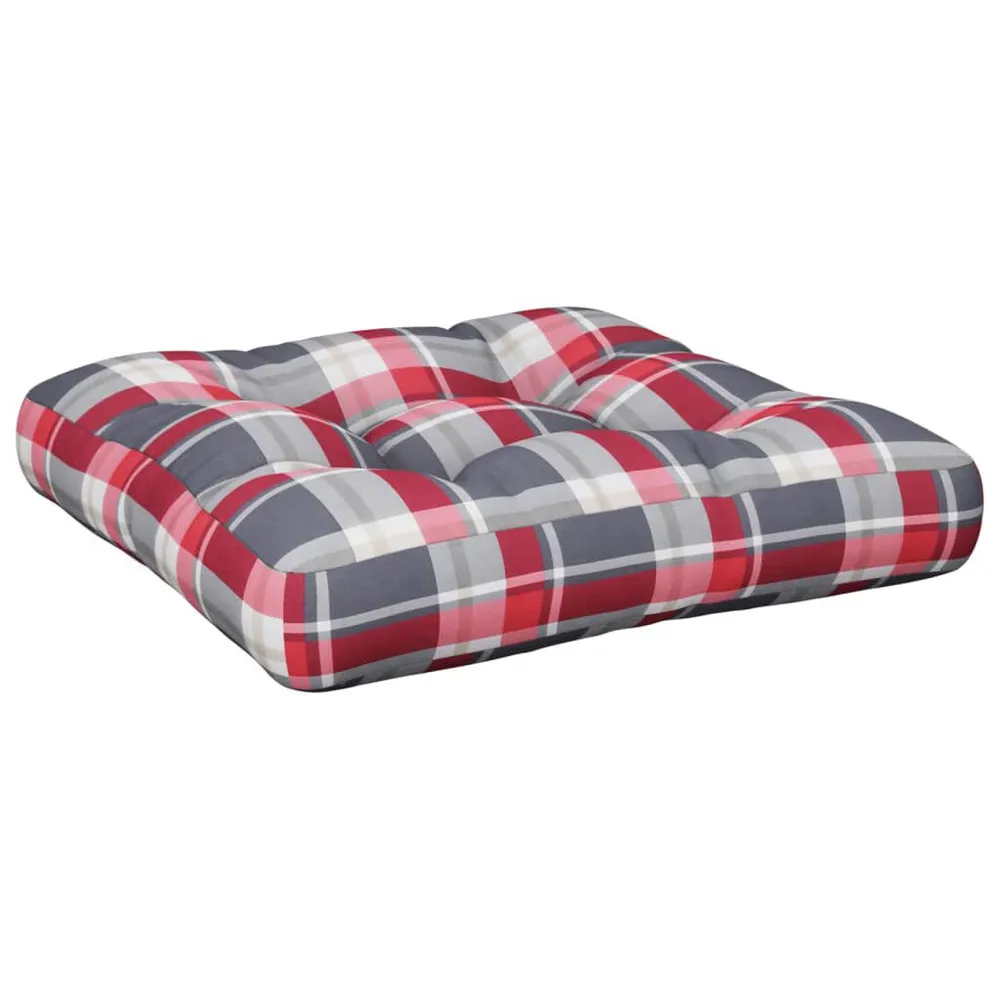 Design Exclusivo Almofadão para sofá de paletes 50x50x12 cm tecido xadrez vermelho