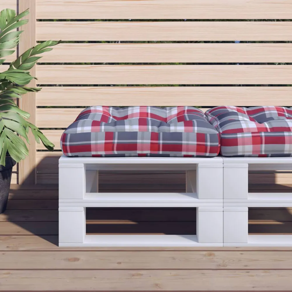 Design Exclusivo Almofadão para sofá de paletes 50x50x12 cm tecido xadrez vermelho