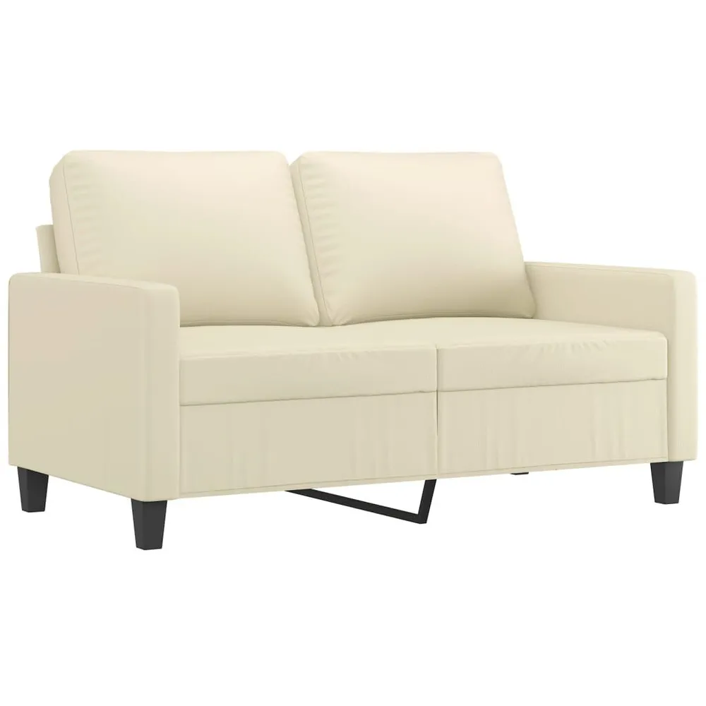Design Exclusivo 2 pcs conjunto sofás com almofadões couro artificial cor creme