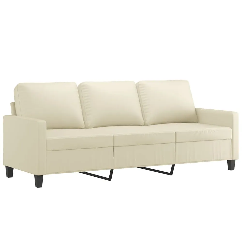 Design Exclusivo 2 pcs conjunto sofás com almofadões couro artificial cor creme