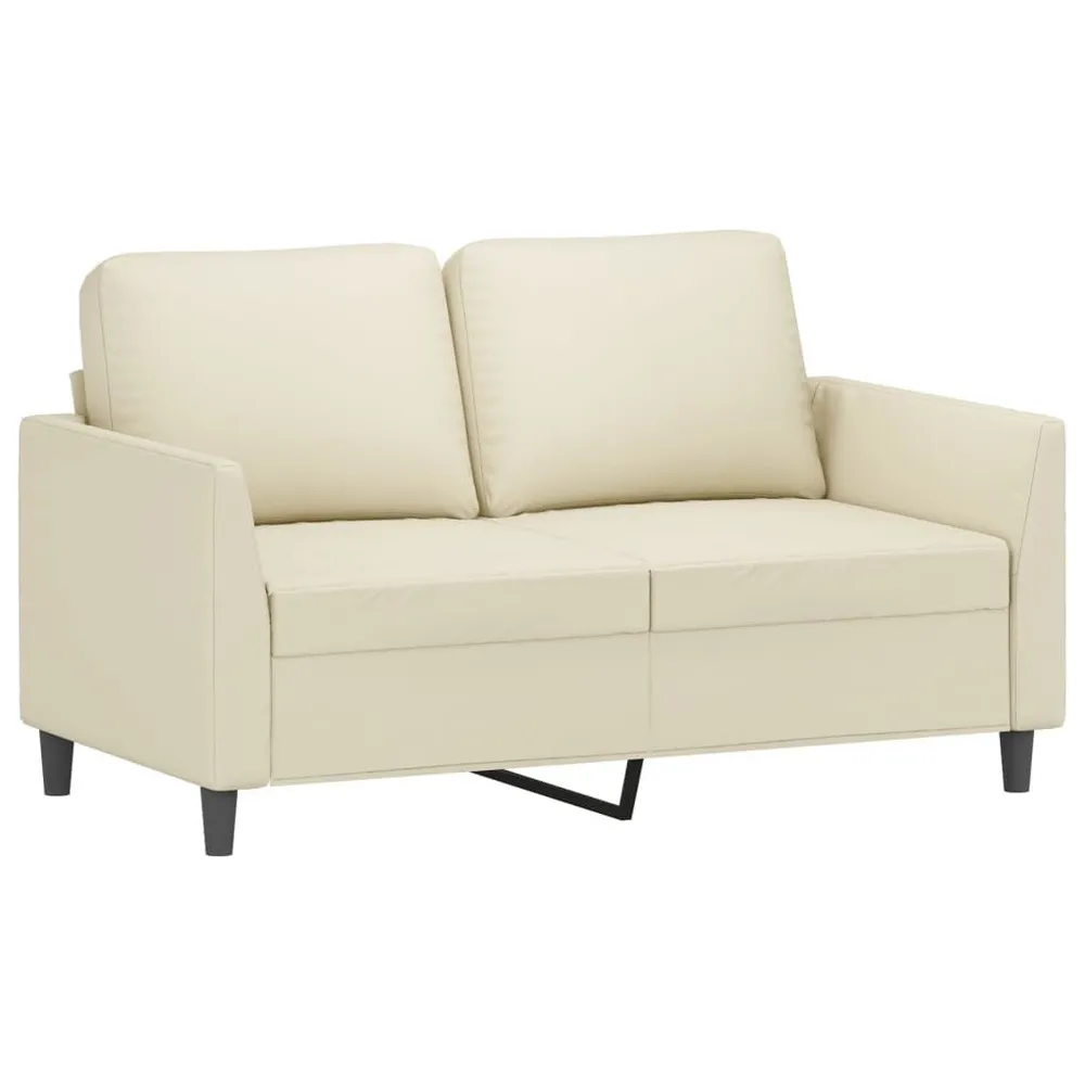 2 pcs conjunto sofás com almofadões couro artificial cor creme para Sofá