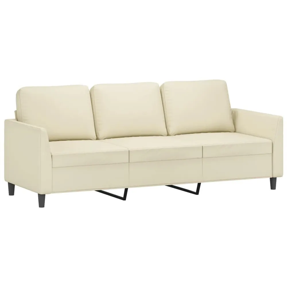 2 pcs conjunto sofás com almofadões couro artificial cor creme para Sofá
